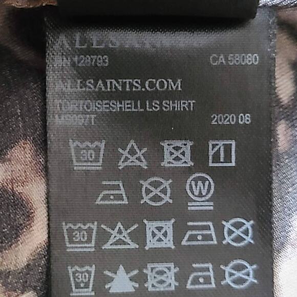 ALLSAINTS‎ Tortoiseshell Print Button Down Long Sleeve Shirt MS097T Men's Medium - Picture 12 of 14